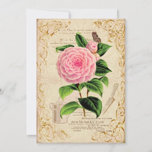  uitnodiging voor Victoriaans Rozen van Birthday (Achterkant)