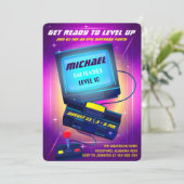 Uitnodiging voor Videogame Birthday Party (Staand voorkant)