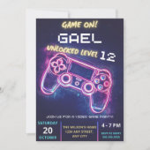 Uitnodiging voor videogamefeestje, verjaardagsuitn (Voorkant)