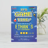 Uitnodiging voor videogames, gamer party, videogam (Staand voorkant)