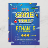Uitnodiging voor videogames, gamer party, videogam (Voorkant / Achterkant)