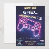 Uitnodiging voor videogefeest, verjaardagsuitnodig (Voorkant / Achterkant)