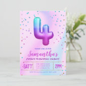 Uitnodiging voor Vierde Eenhoorn Verjaardagsfeest (Staand voorkant)