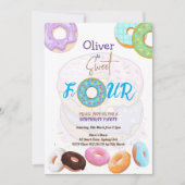 Uitnodiging voor vierde verjaardag Donut (Voorkant)