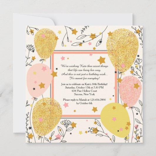 Uitnodiging voor viering ballonnen (Voorkant)