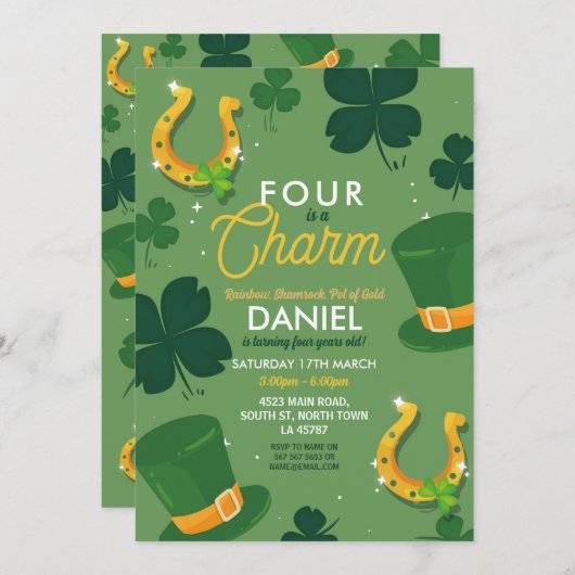 Uitnodiging voor viering van 4e verjaardagsfeestje (Voorkant / Achterkant)