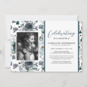 Uitnodiging voor viering van het leven met blauwe  (Voorkant)