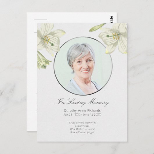 Uitnodiging voor viering van het leven met foto en (Voorkant / Achterkant)