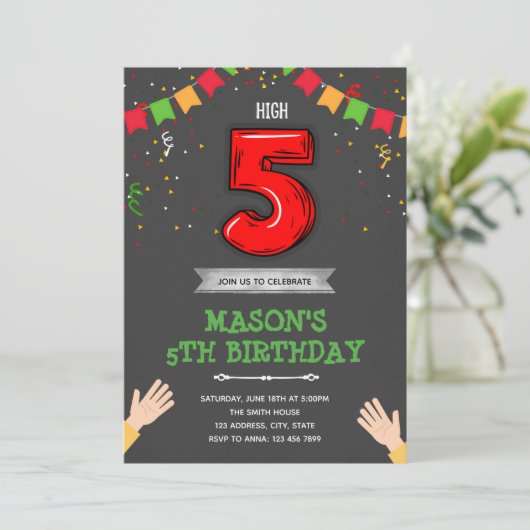 Uitnodiging voor vijf jaar (Staand voorkant)