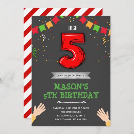 Uitnodiging voor vijf jaar (Voorkant / Achterkant)