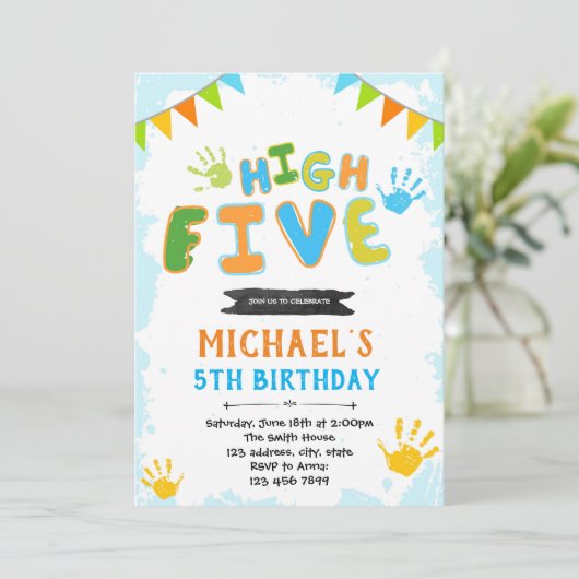 Uitnodiging voor vijf jaar (Staand voorkant)