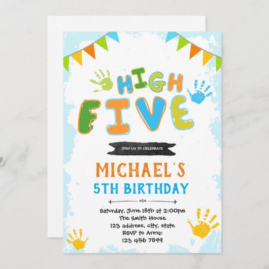 Uitnodiging voor vijf jaar (Voorkant / Achterkant)