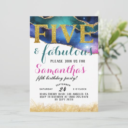 Uitnodiging voor vijf of vijf meisjes (Staand voorkant)