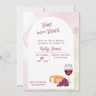 Uitnodiging voor Vino before Vows Bruidsfeest