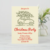 Uitnodiging voor Vintage Auto Kerstfeest (Staand voorkant)