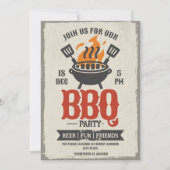 Uitnodiging voor Vintage BBQ-feest Grillmaster (Voorkant)