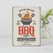 Uitnodiging voor Vintage BBQ-feest Grillmaster (Staand voorkant)