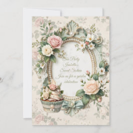 Uitnodiging voor Vintage Bloemige Theepartij Sweet