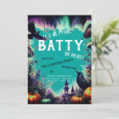 Uitnodiging voor Vintage Crow Teal Hallowe'en-fees (Staand voorkant)