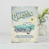 Uitnodiging voor Vintage Garage Poster Feestje (Staand voorkant)