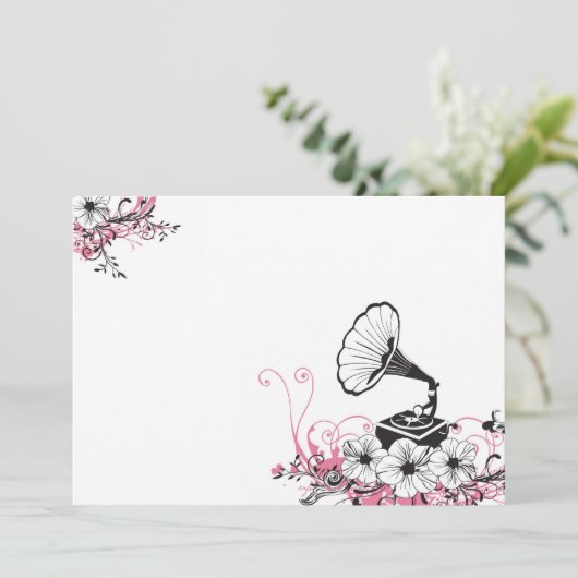 Uitnodiging voor vintage grammofoon (Staand voorkant)