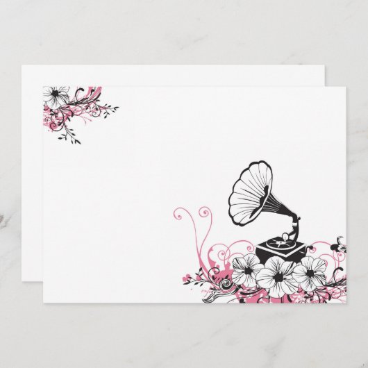 Uitnodiging voor vintage grammofoon (Voorkant / Achterkant)