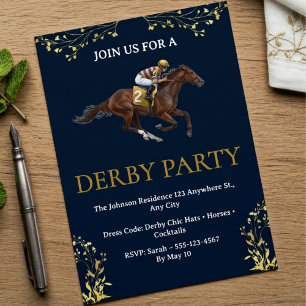 Uitnodiging voor Vintage Horse Racing Derby-feest