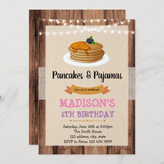 Uitnodiging voor vintage pannenkoek (Voorkant / Achterkant)