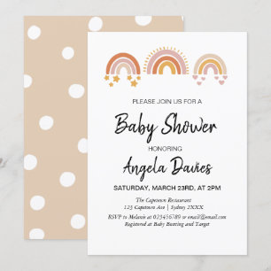 Uitnodiging voor vintage regenboog baby shower