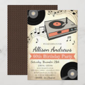 Uitnodiging voor Vinyl Platenspeler Feestje (Voorkant / Achterkant)