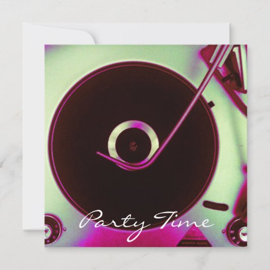  uitnodiging voor vinylplaat met retro (Voorkant)