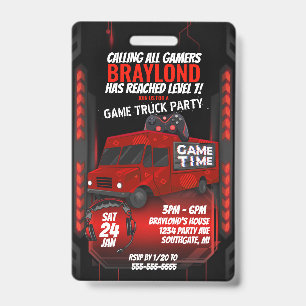 Uitnodiging voor VIP-feestje in de rode gamestruck Badge