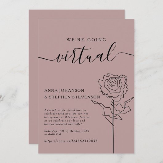 Uitnodiging voor virtuele bruiloft (Voorkant / Achterkant)