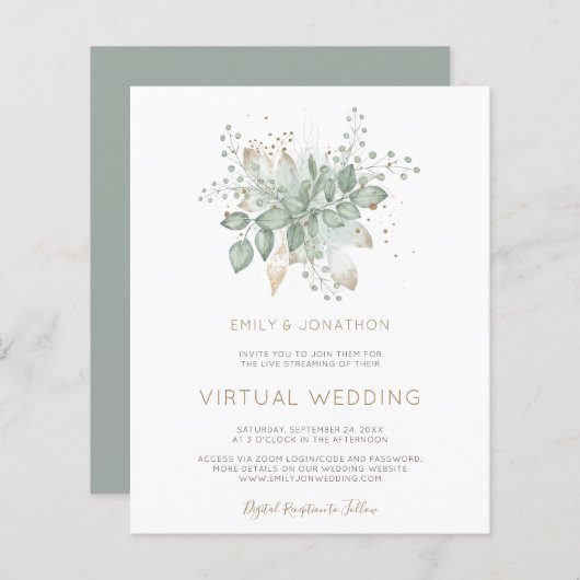 Uitnodiging voor virtuele bruiloft via budgetvulpa (Voorkant / Achterkant)