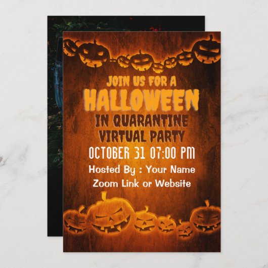 Uitnodiging voor virtuele halloween-partij (Voorkant / Achterkant)