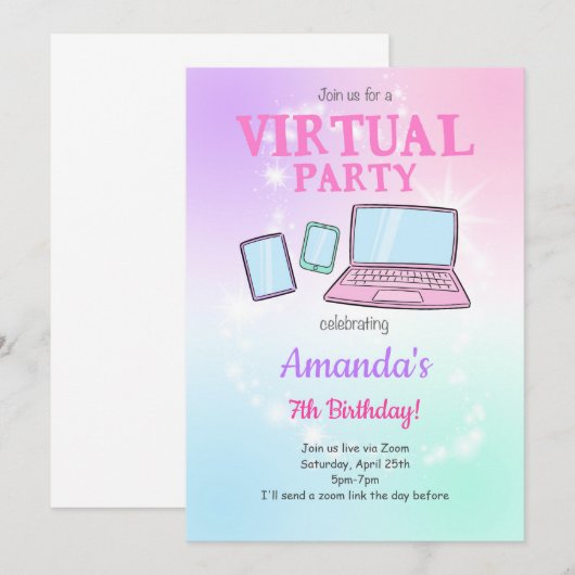 Uitnodiging voor virtuele partijen (Voorkant / Achterkant)