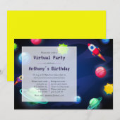 Uitnodiging voor virtuele-verjaardagsfeestruimte (Voorkant / Achterkant)