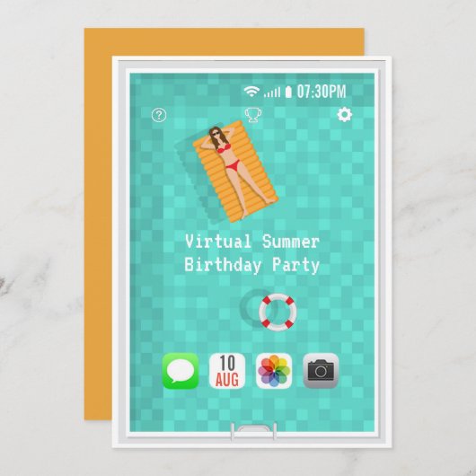 Uitnodiging voor virtuele zomervakantie (Voorkant / Achterkant)