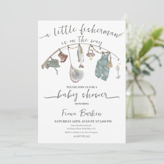 Uitnodiging voor Vis Baby shower (Staand voorkant)