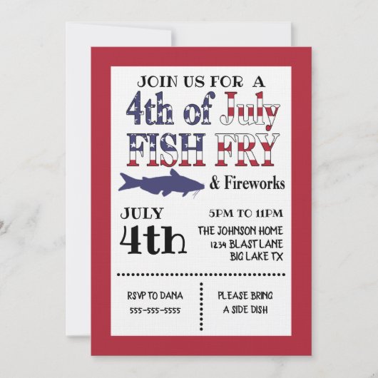 Uitnodiging voor visbraadfeest op 4 juli (Voorkant)