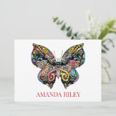 Uitnodiging voor vlinders / gepersonaliseerde noti (Staand voorkant)