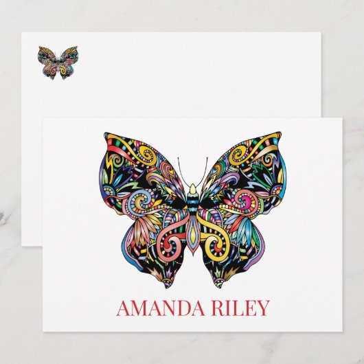 Uitnodiging voor vlinders / gepersonaliseerde noti (Voorkant / Achterkant)