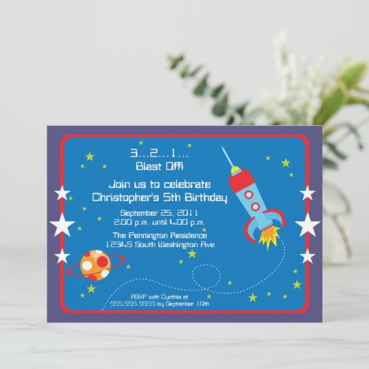 Uitnodiging voor vloofballast van ruimteschip (Staand voorkant)