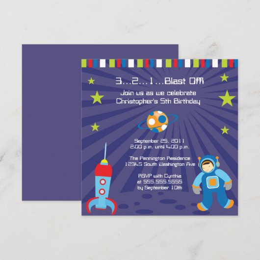 Uitnodiging voor vloofballast van ruimteschip (Voorkant / Achterkant)