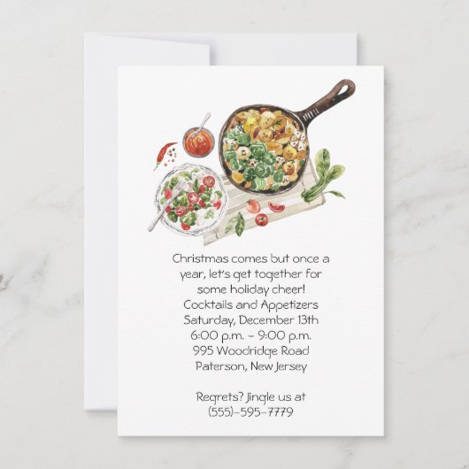 Uitnodiging voor voedselkerstfeest (Voorkant)