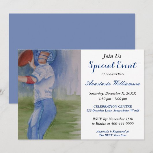 UITNODIGING VOOR VOETBAL FUN ARTY EVENEMENT (Voorkant / Achterkant)