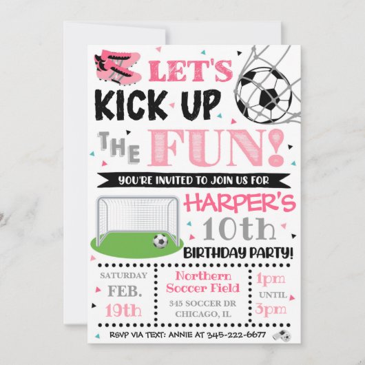 Uitnodiging voor voetbal | Uitnodiging voor Girl S (Voorkant)