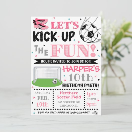 Uitnodiging voor voetbal | Uitnodiging voor Girl S (Staand voorkant)