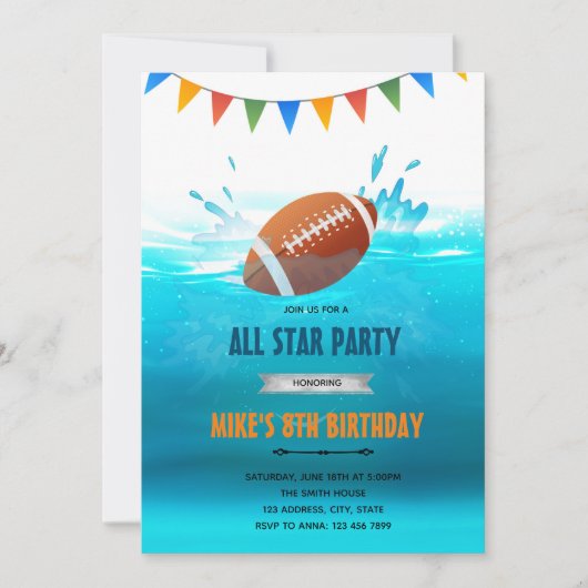 Uitnodiging voor voetbalpool verjaardagsfeest (Voorkant)