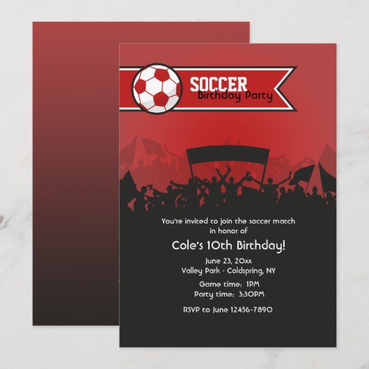 Uitnodiging voor voetbalspel (Voorkant / Achterkant)